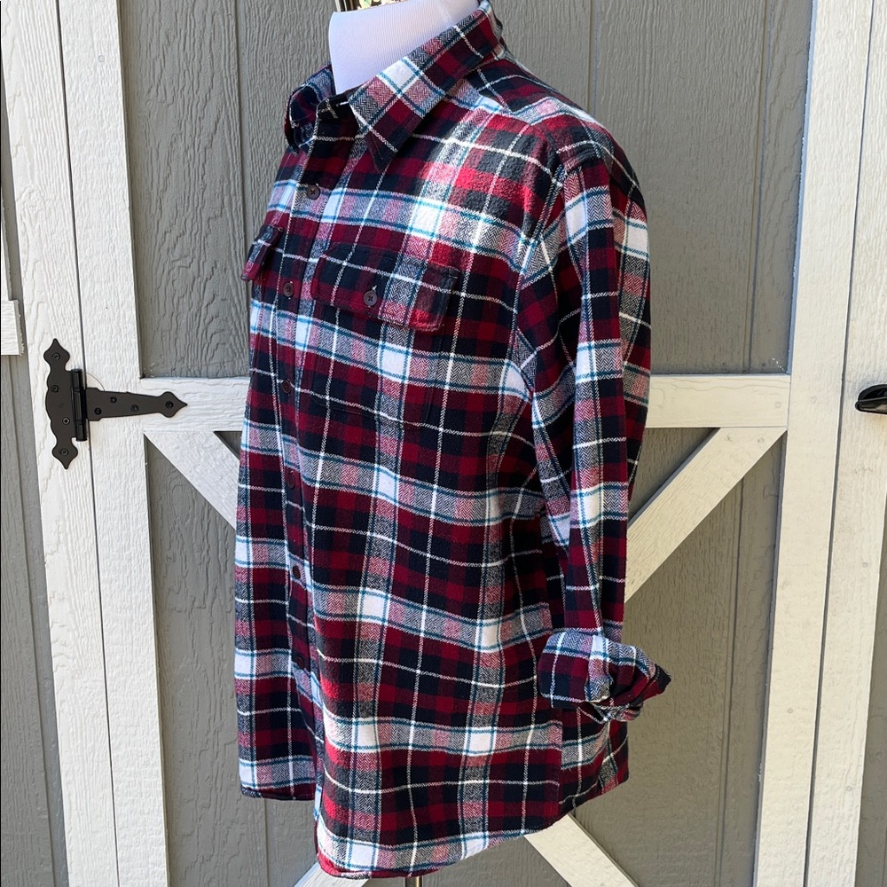 Stanley Red & Black Plaid Cotton Flannel Long Sleeve Button Shirt Men's Size XXL - Picture 5 of 7